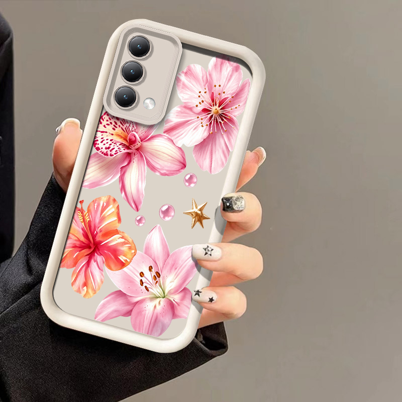 Realme C67 - Roze lentebloem- en lychee-textuur telefoonhoesje voor
