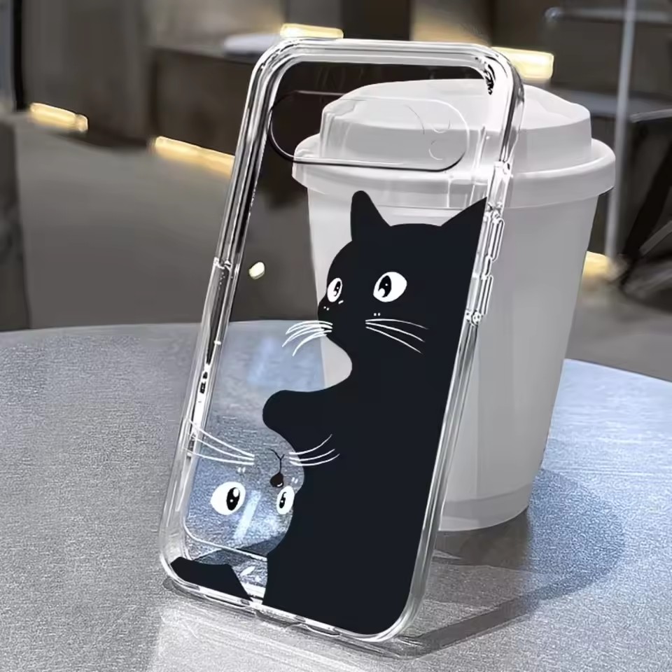 Google Pixel 8A - Hot Kawaii Cartoon Zwarte Kat Patroon