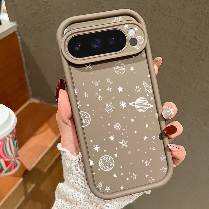 Google Pixel 8A - Schitterende Ster Maan Patroon Telefoonhoesje Voor
